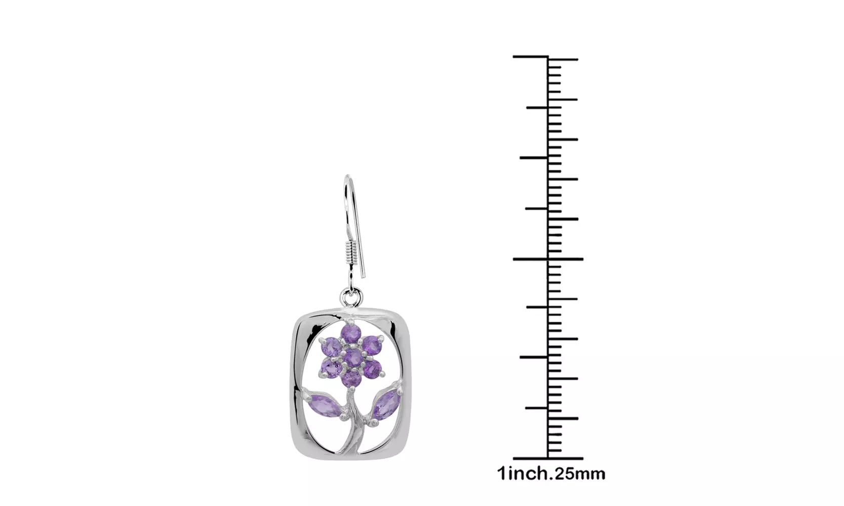 Orchid Jewelry Sterling Silver 0.74 Ctw Amethyst Floral Earrings - Second Medium