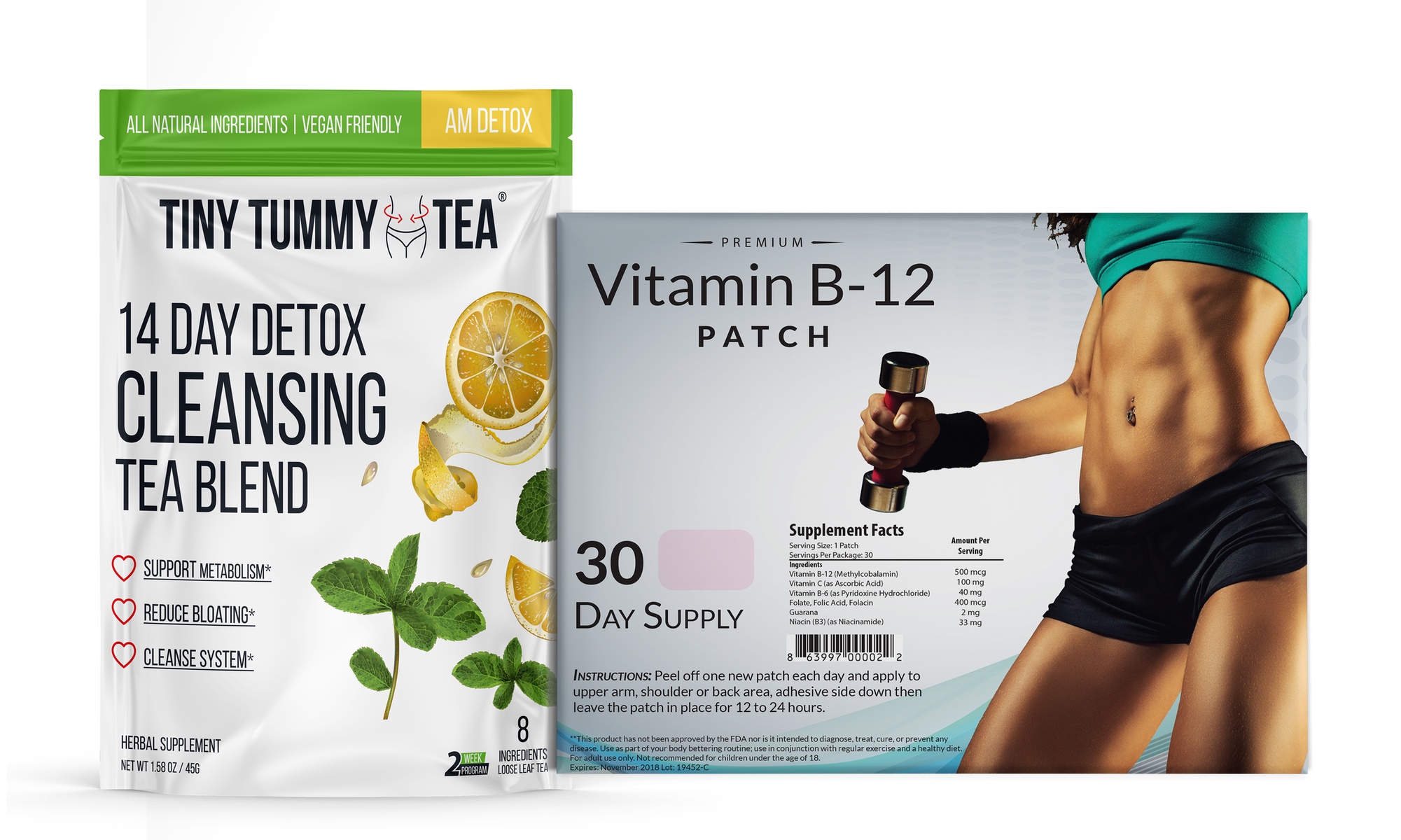 Vitamin B12 Patch & Tiny Tummy Detox Cleanse Tea  - Primary Image