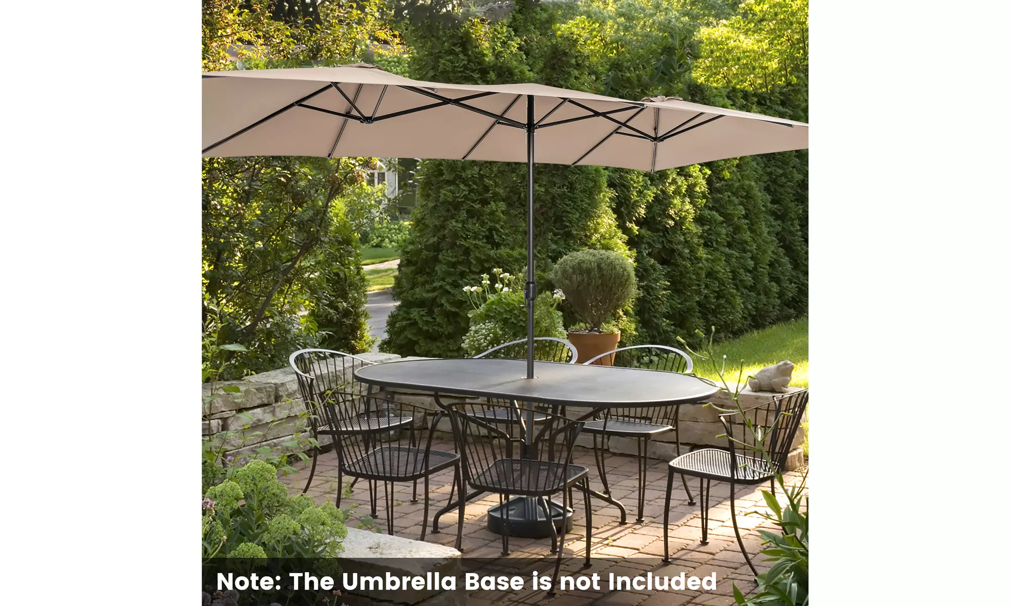 Costway 15FT Double-Sided Patio Market Umbrella Large Crank Handle Vented
