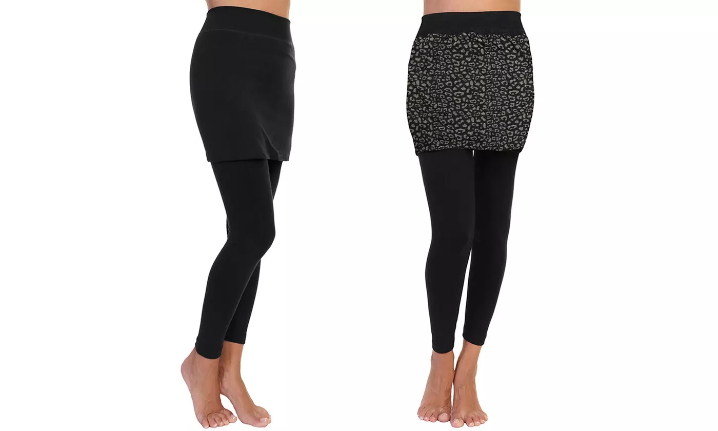 Angelina 2-Pack Women's Skirted Leggings