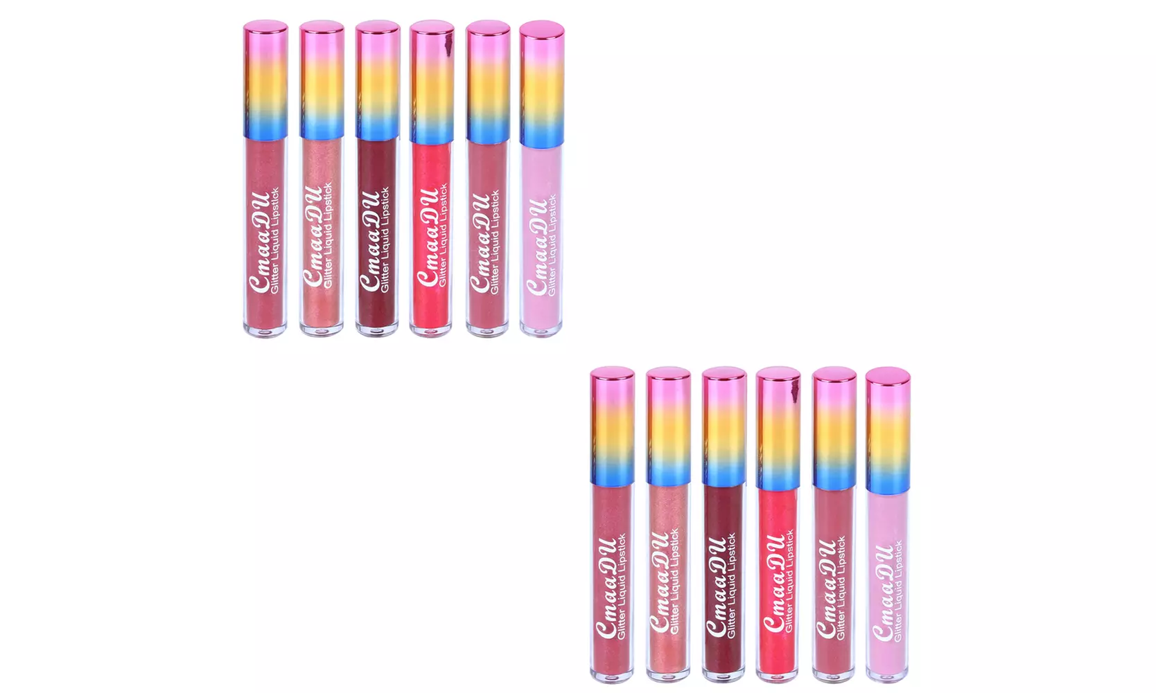 US 6-12 Pc Set 6 Color Glitter Liquid Lipstick Waterproof Long Lasting Lip Gloss