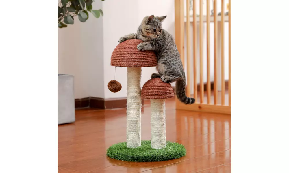 Cat Scratching Post Mushroom Claw Scratcher with Natural Sisal Ropes - Primary Image