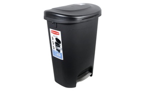  Rubbermaid Step-On Wastebasket Trash Can, 13-Gallon, Metal-Accent 