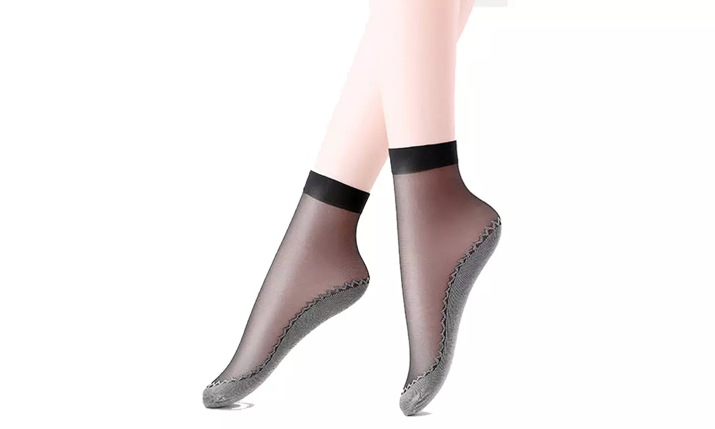 Women's Silky Anti-Slip Cotton Sole Sheer Ankle High Tights Hosiery Socks