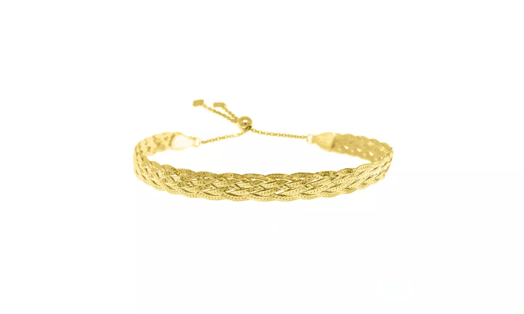 Italian Made Solid sterling Silver Adjustable Braided Herringbone Bracelet