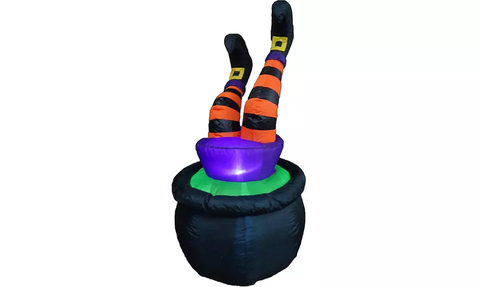 5ft Halloween LED Inflatable Witch Falling In Cauldron - Second Medium