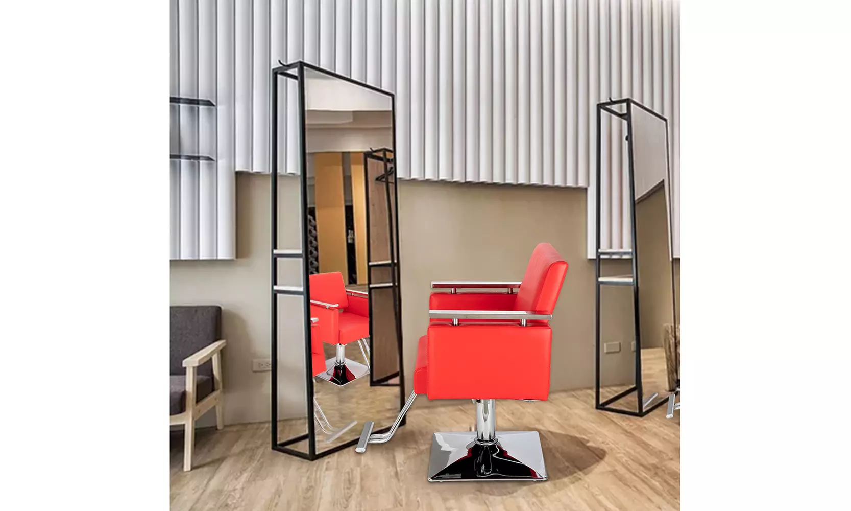 HC197R Square Base Boutique Hair Salon Special Hairdressing Chair Red - Primary Image