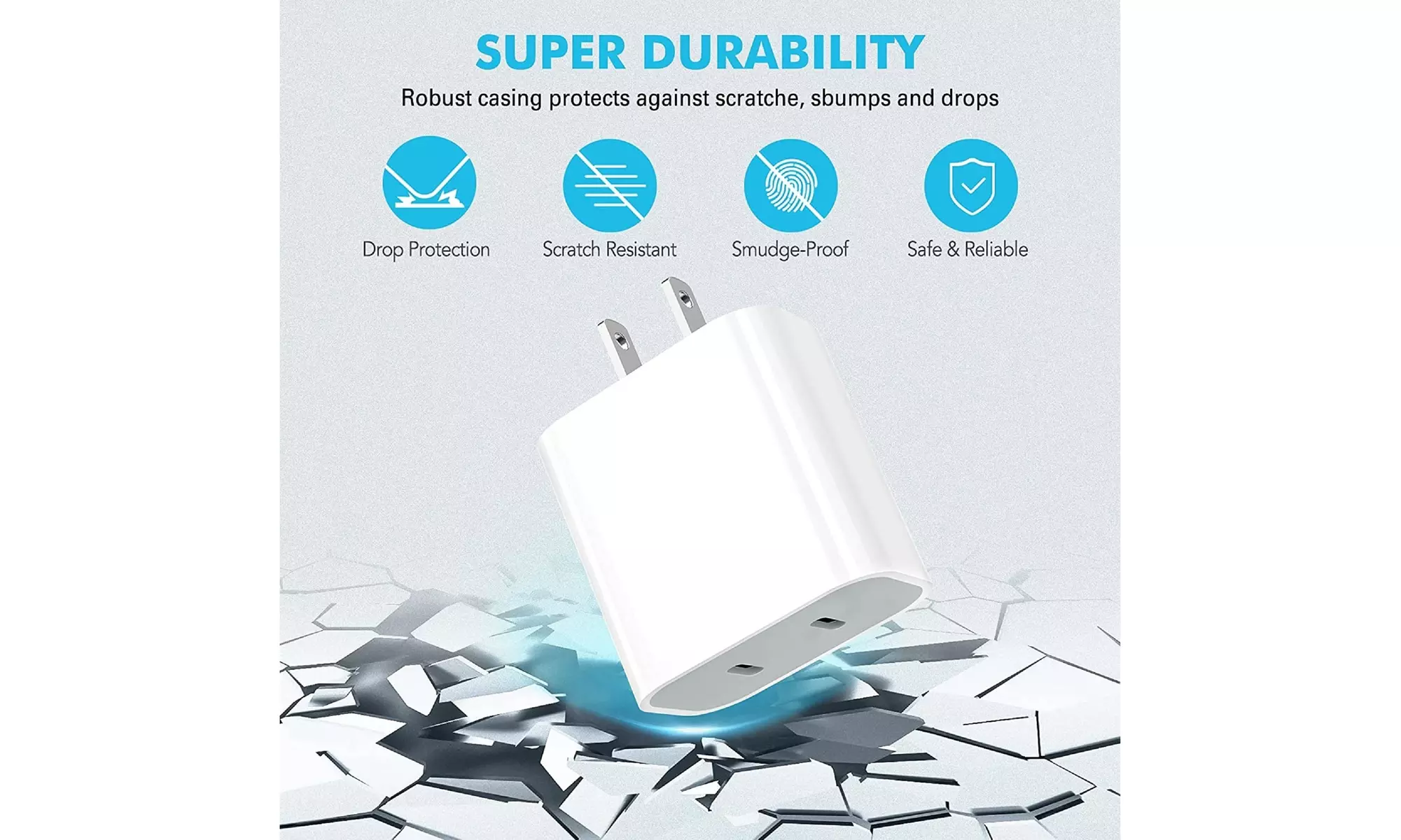 Fast Charger 20W Dual USB-C Power Adapter Samsung iPad Pro iPhone Wall Charger