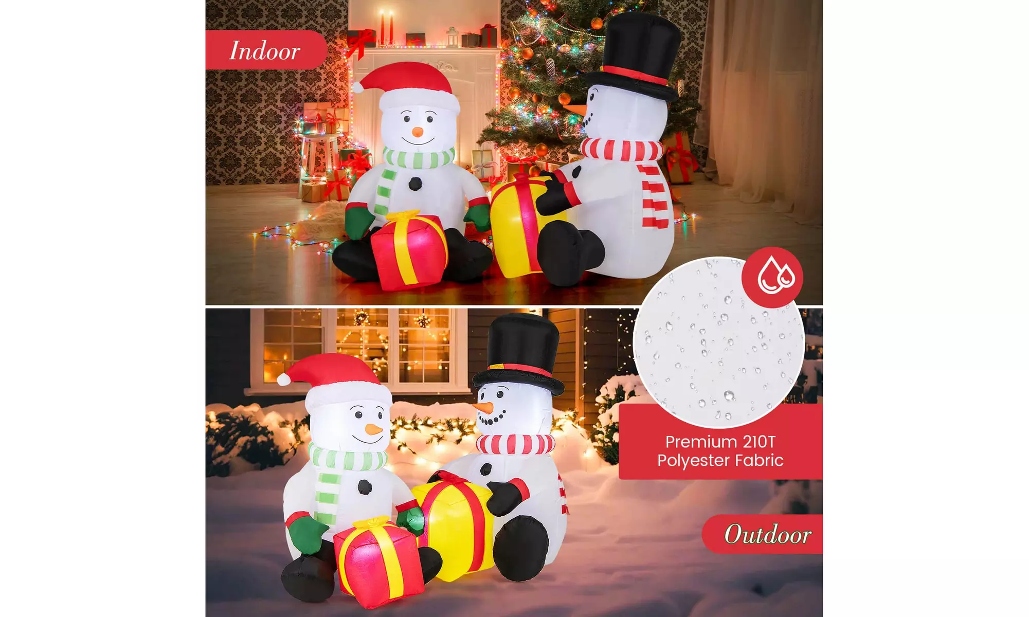 Costway Inflatable Christmas Santa Claus Helicopter Snowman Penguin Lights