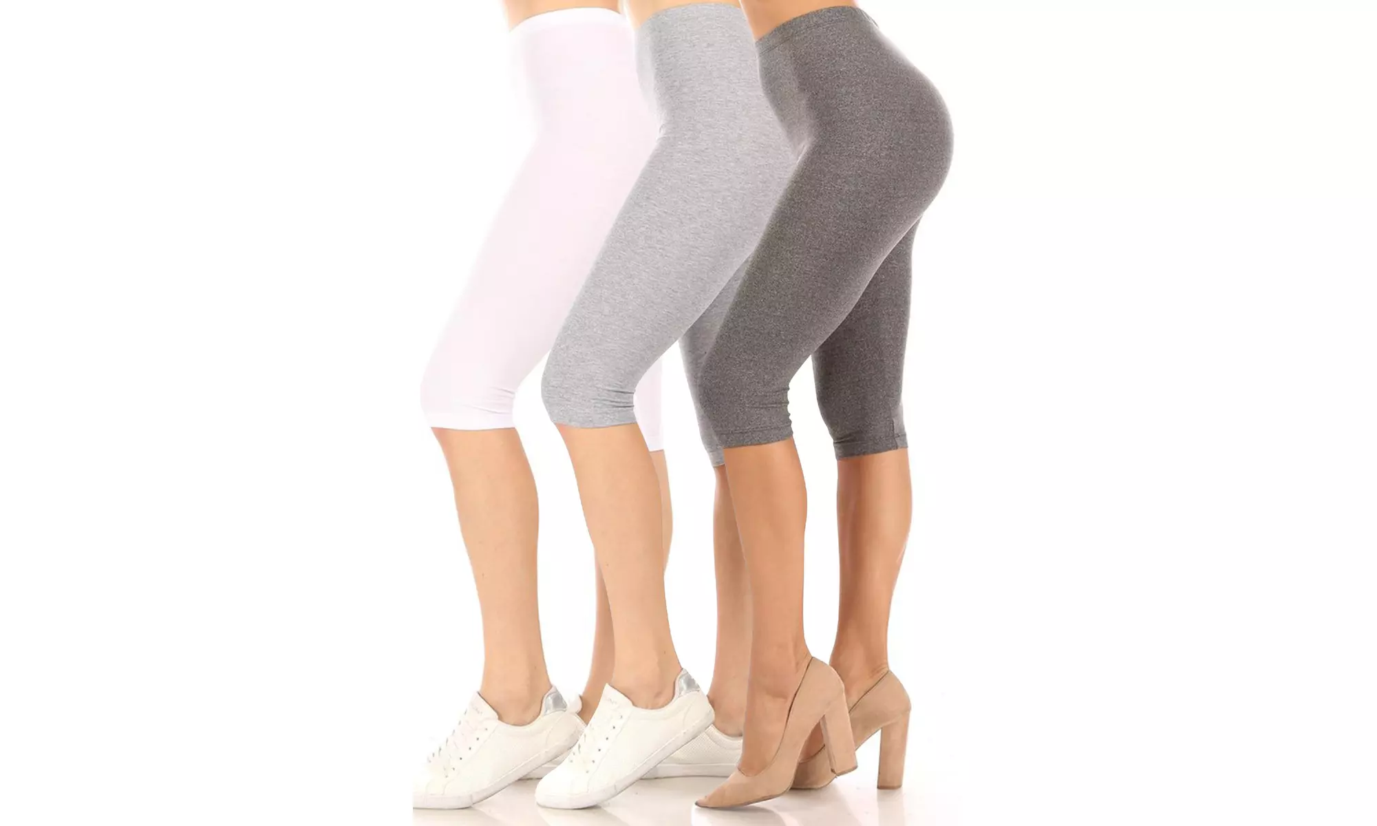 Women's Casual Solid Slim Running Yoga Capri Leggings (Pack of 3)