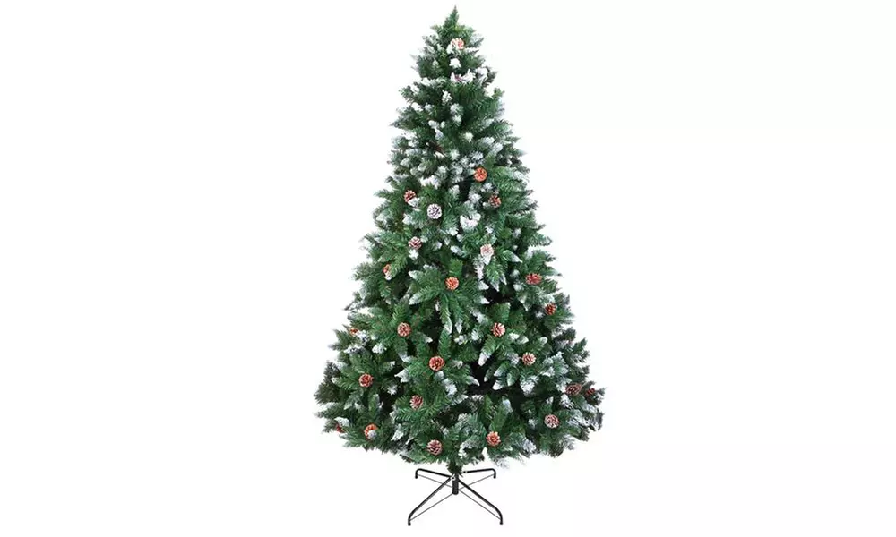 7FT 1350 Branch Flocking Spray White Tree Plus Pine Cone Christmas Tree  - Primary Image