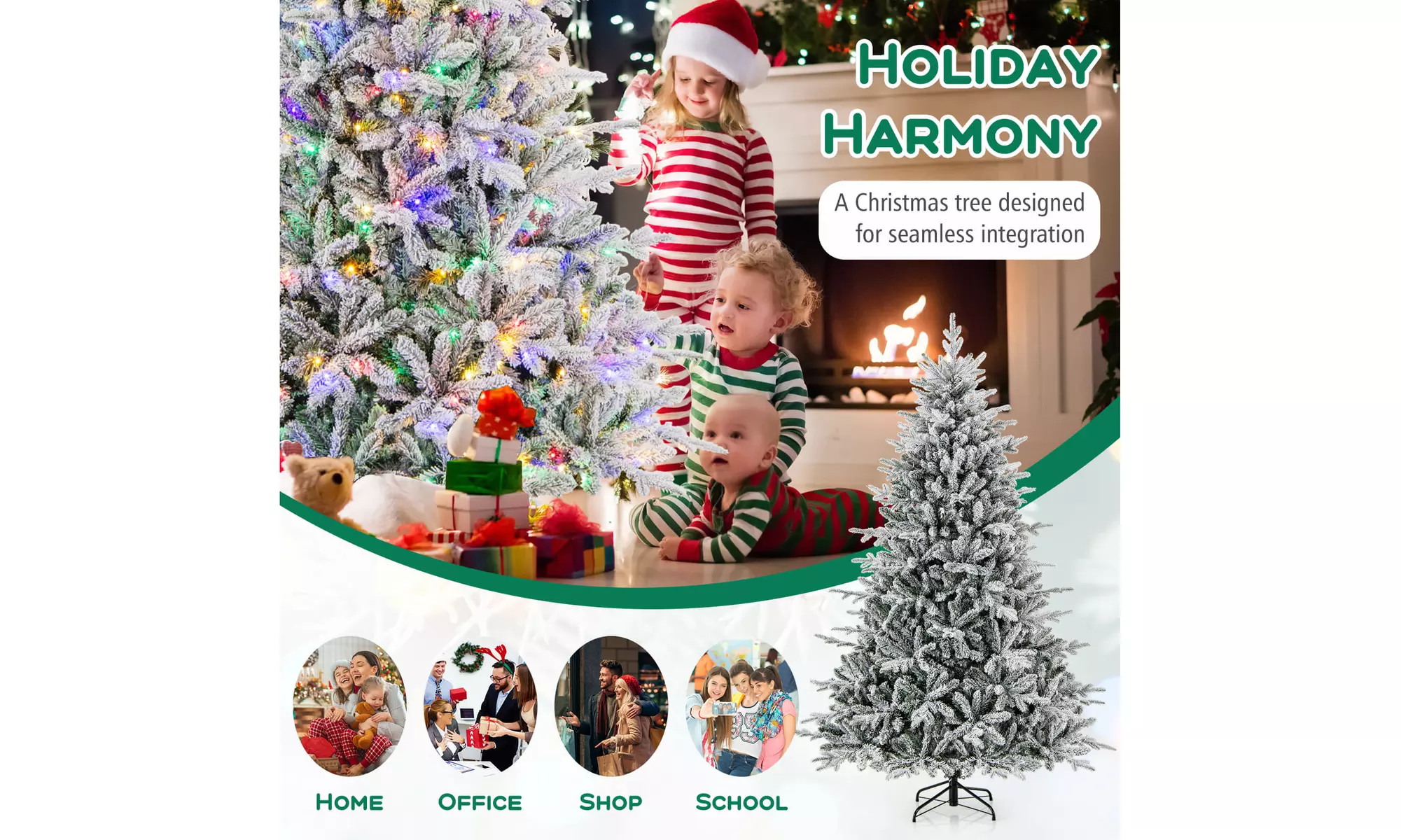Costway 4.5/6/7 FT Christmas Tree with 8 Lighting Modes Multi-Color LED Lights