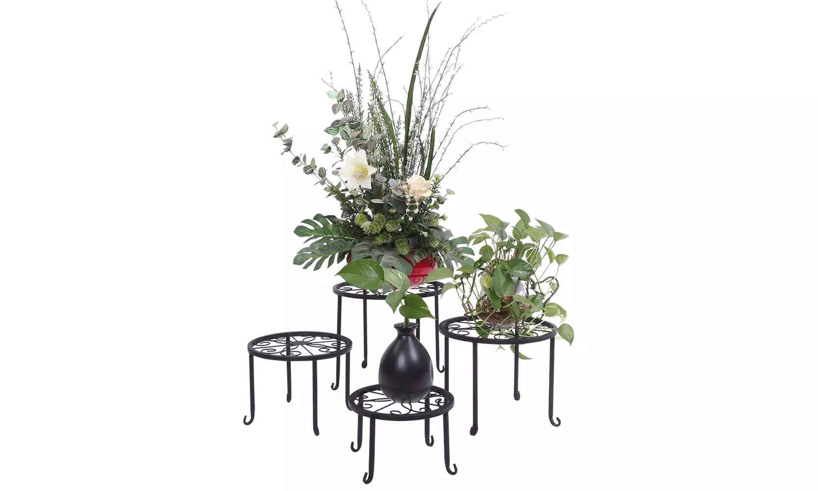 4 in1 Round Metal Potted Plant Stands 