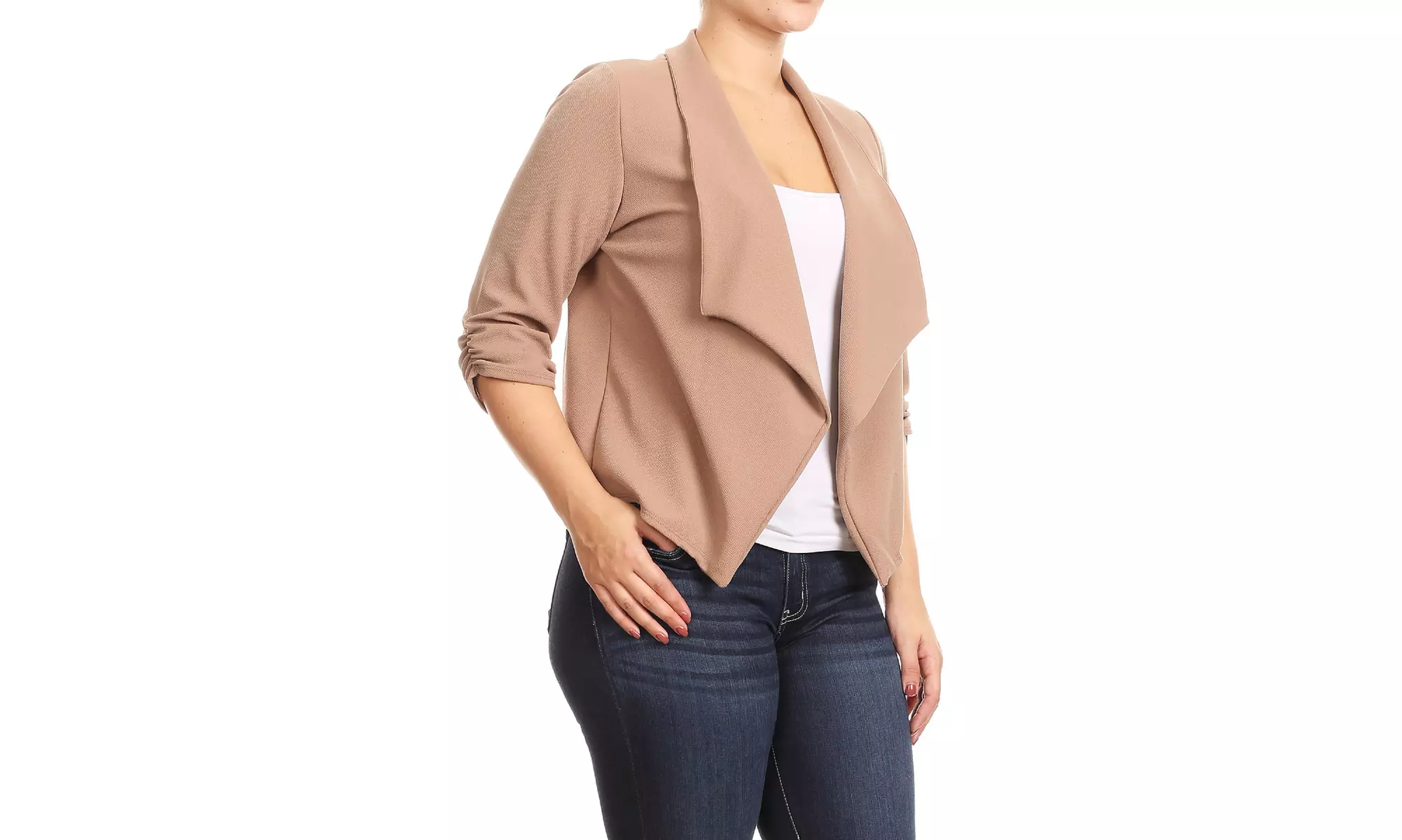 Women's Casual Plus Size Solid Open Front Blazer Jacket 