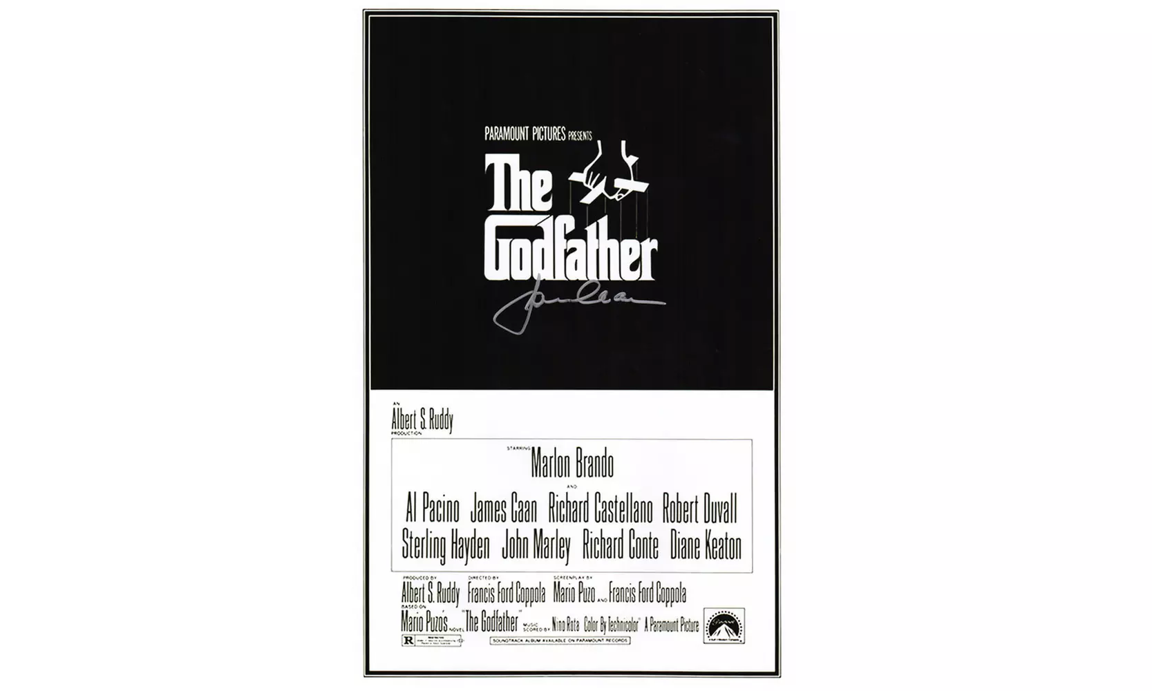 James Caan Signed The Godfather 11x17 Movie Poster - Primary Image