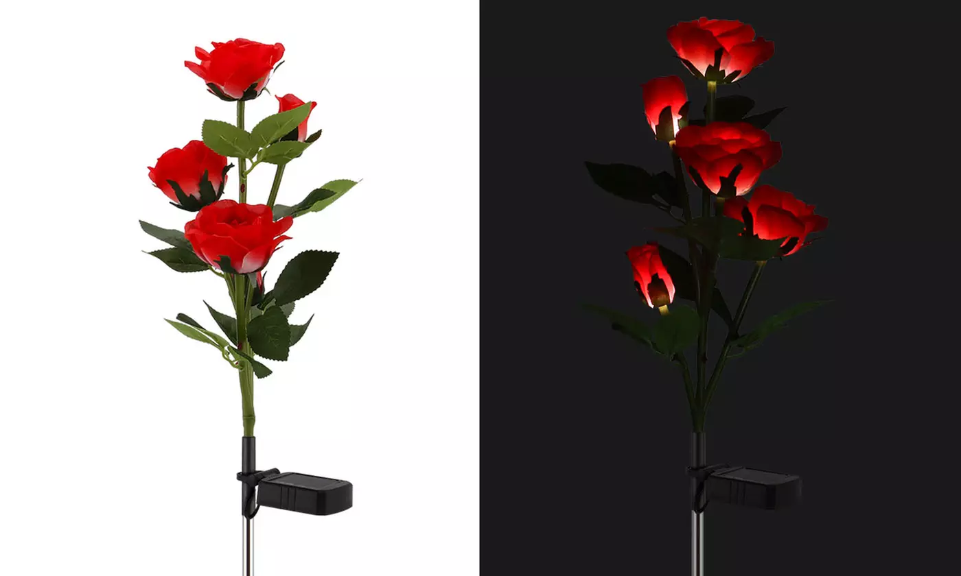 Solar Powered Waterproof Outdoor Solar Garden Stake Lights LED Rose Flowers