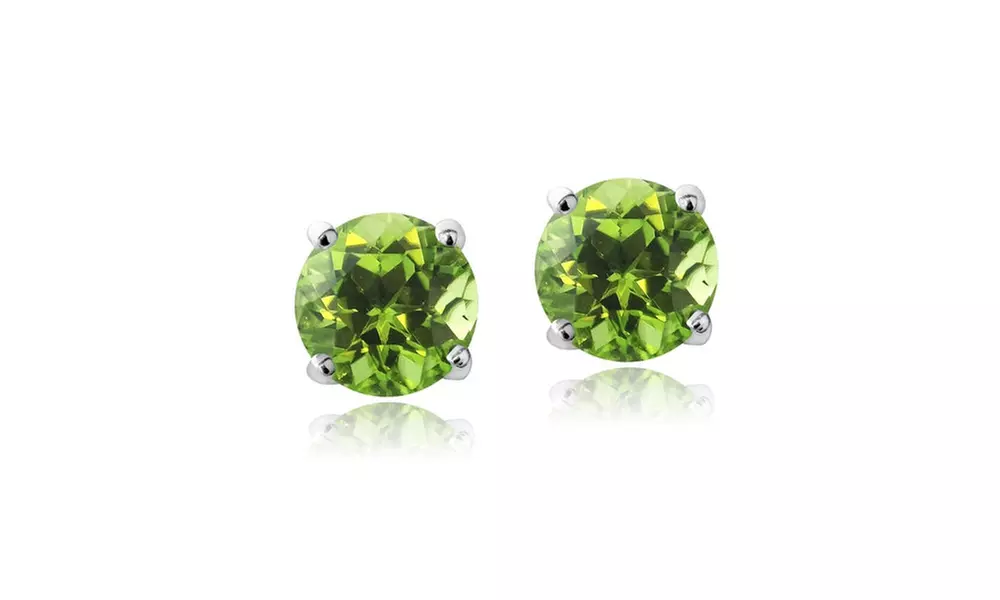 August Birthstone Peridot Stud Earrings in 925 Silver Made w/ European Crystals - Primary Image