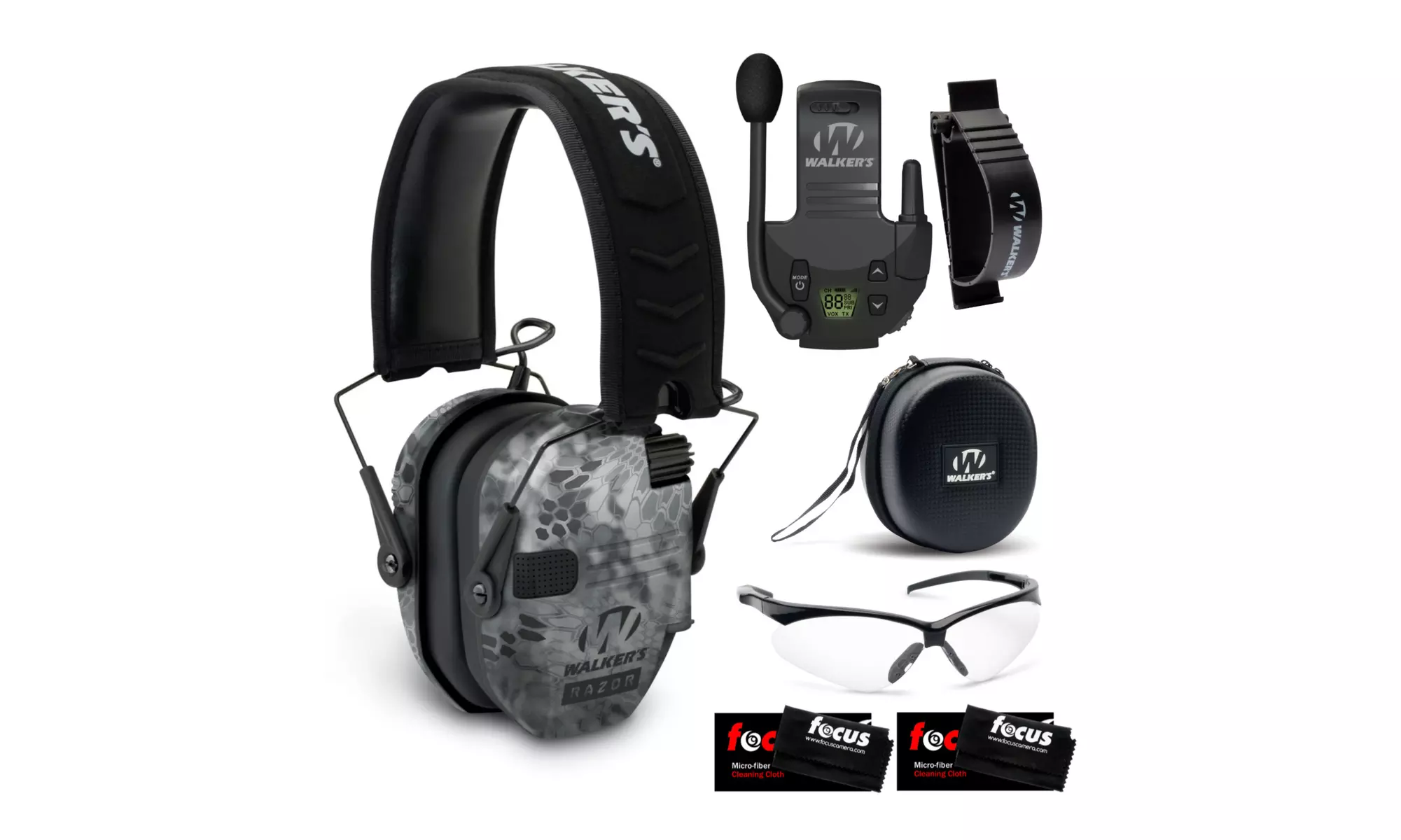 Walkers Razor Digital Ear Muffs Raid Kryptek with Walkie Talkie Bundle - Primary Image