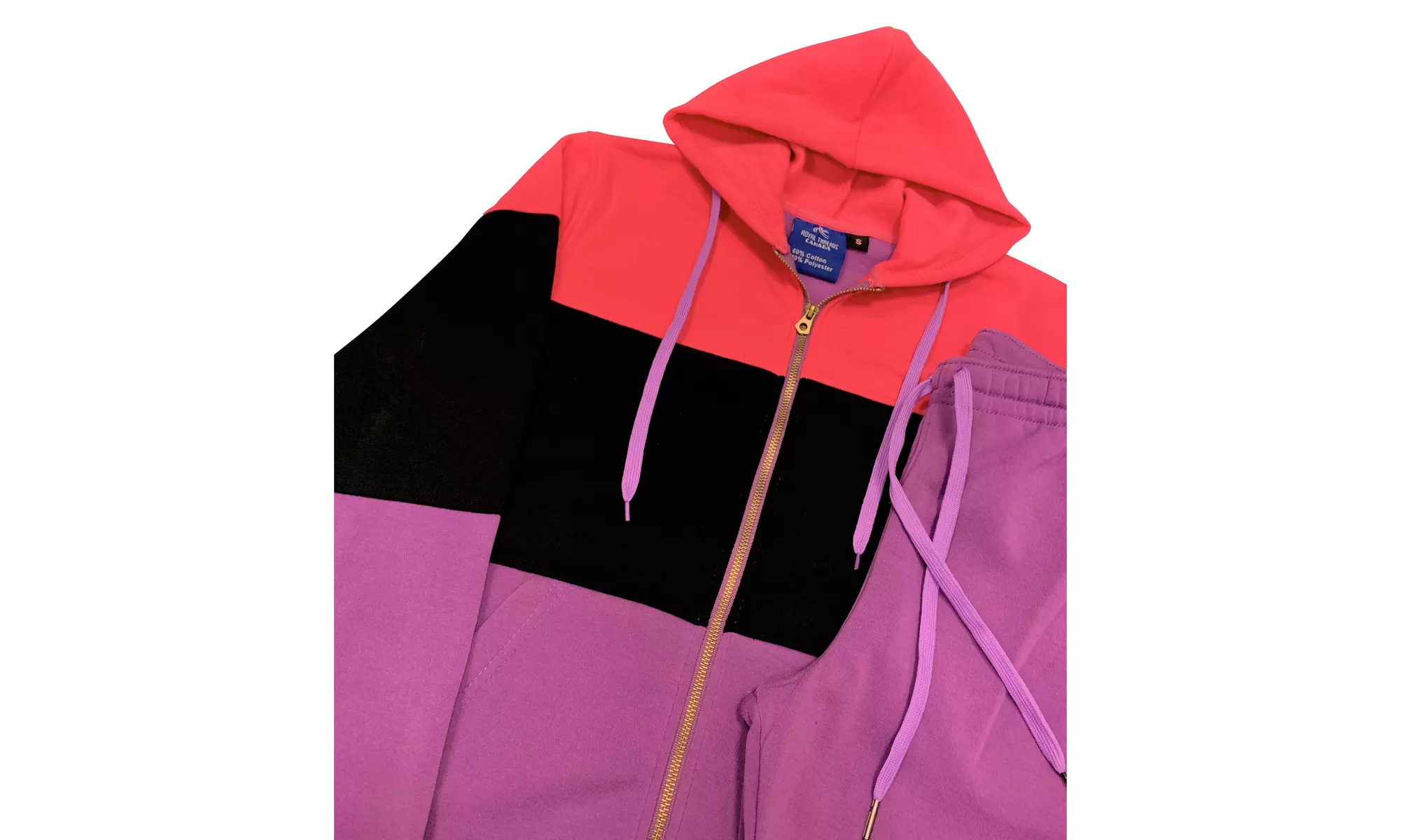 Women's 2-Piece Fleece Sweatsuit Jogger Colorful Sweat Jacket & Sweatpants 