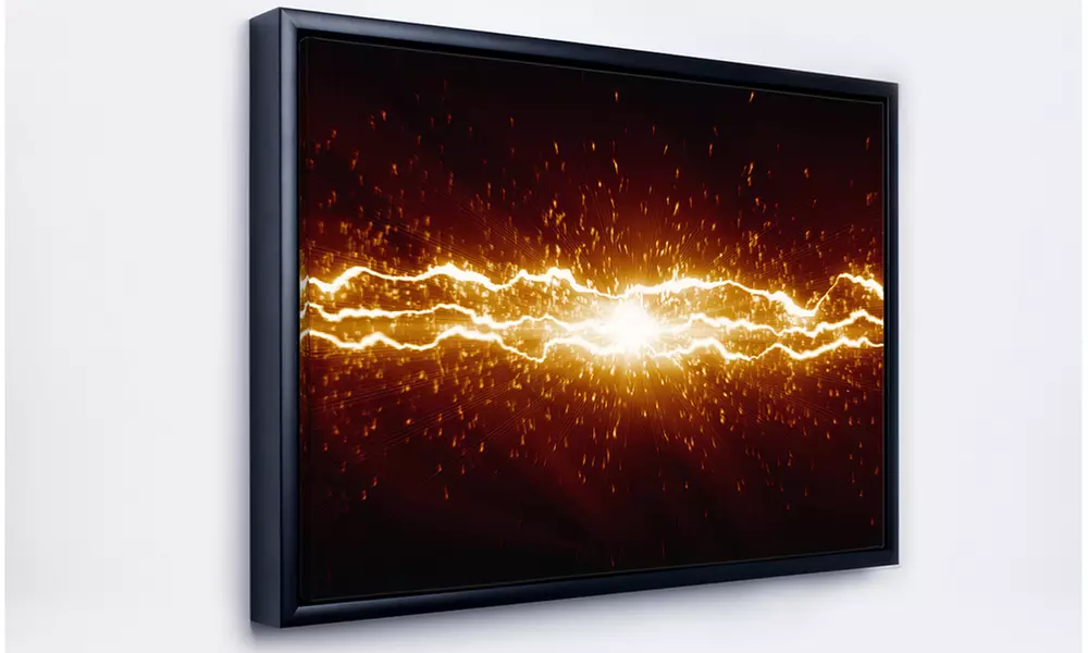 Lightning on Dark Sky - Contemporary Framed Canvas Art Print - Second Medium