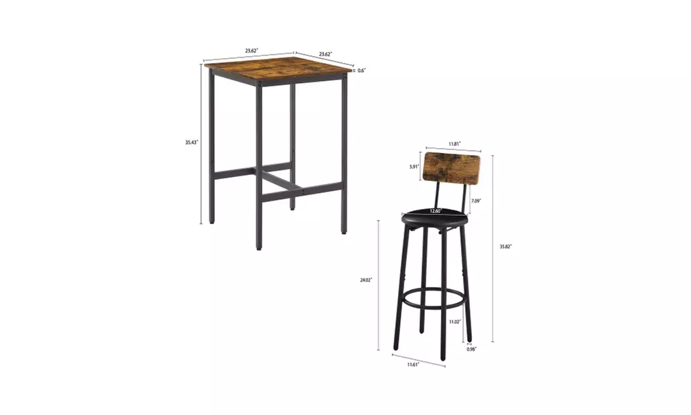 Three-Piece Bar Set with Table and Two Bar stools