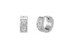 Lesa Michele Crystal Accented Huggie Hoop Earring in Stainless Steel - Second Medium