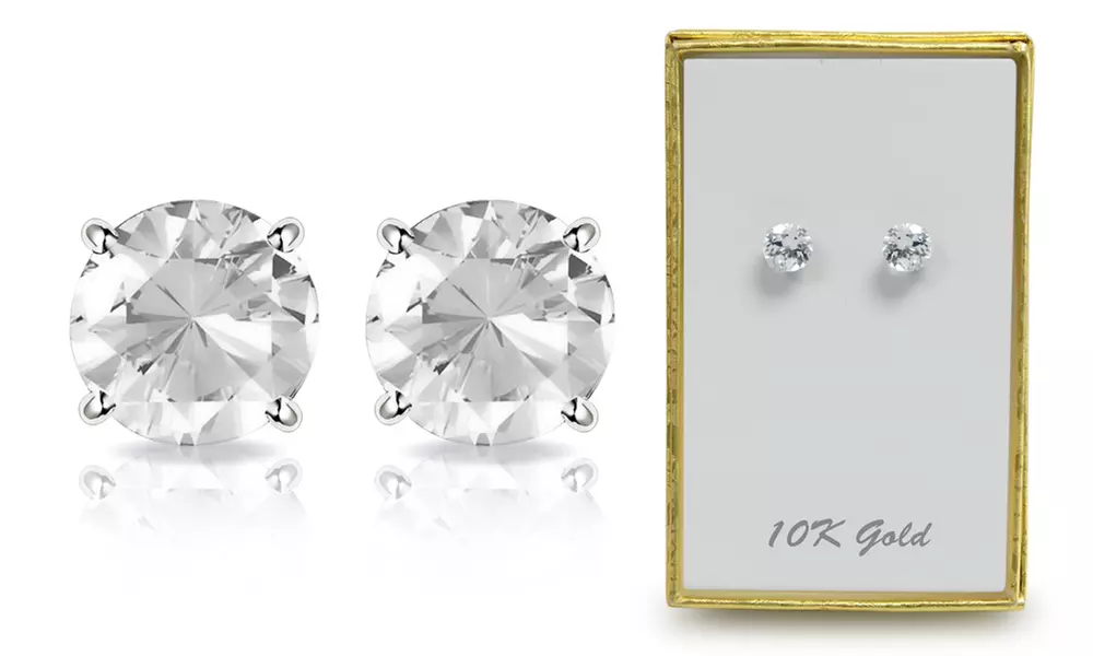 2.00 CTTW Genuine White Topaz Stud Earrings in Solid 10K White Gold