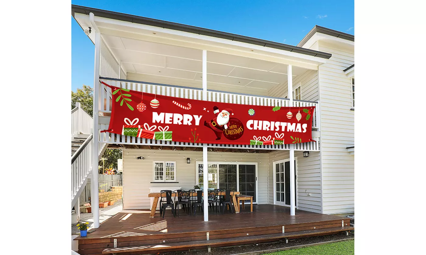 Merry Christmas Banner Huge Xmas House Home Outdoor Party Decoration