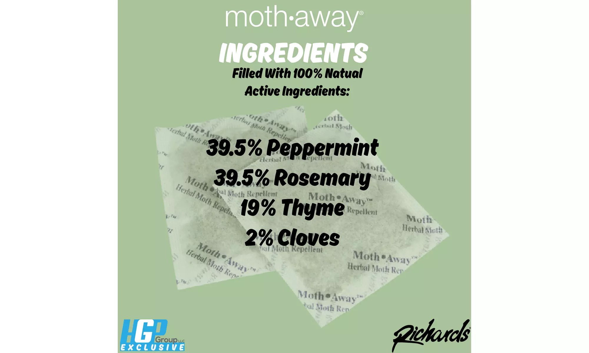 Moth Away All Natural Herbal Moth Repellent Sachets (Standard or Jumbo Sized)