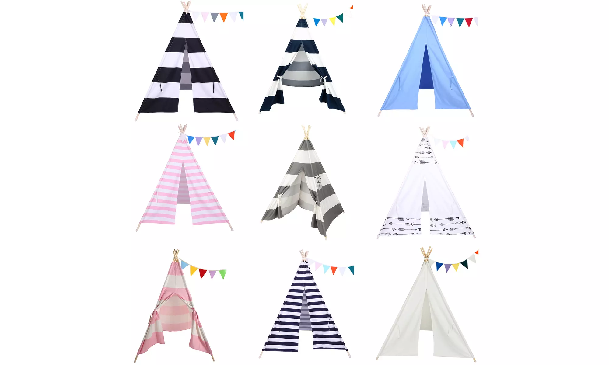 Kids Gift Stripe Playhouse Teepee Play Tent 5 Colors - Primary Image