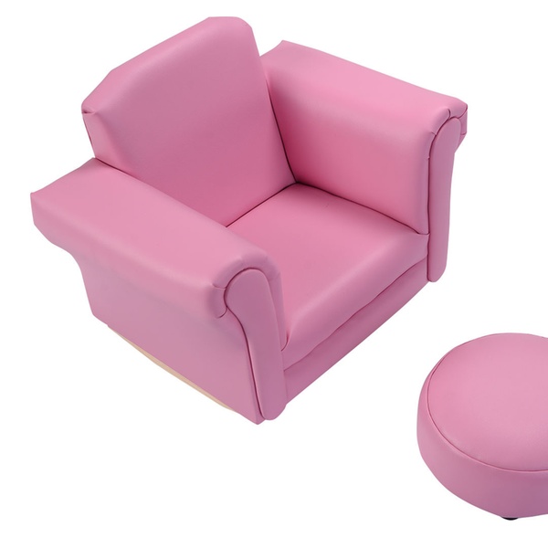 childrens leather chair and footstool