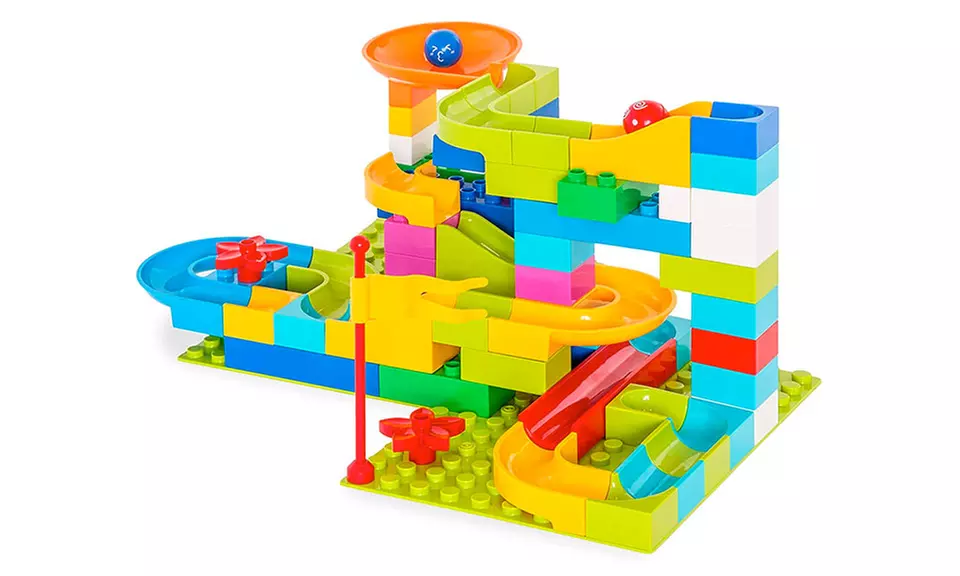 97-Piece Marble Maze Run Racetrack Puzzle Construction Set STEM Toy w/ 4 Balls - Primary Image