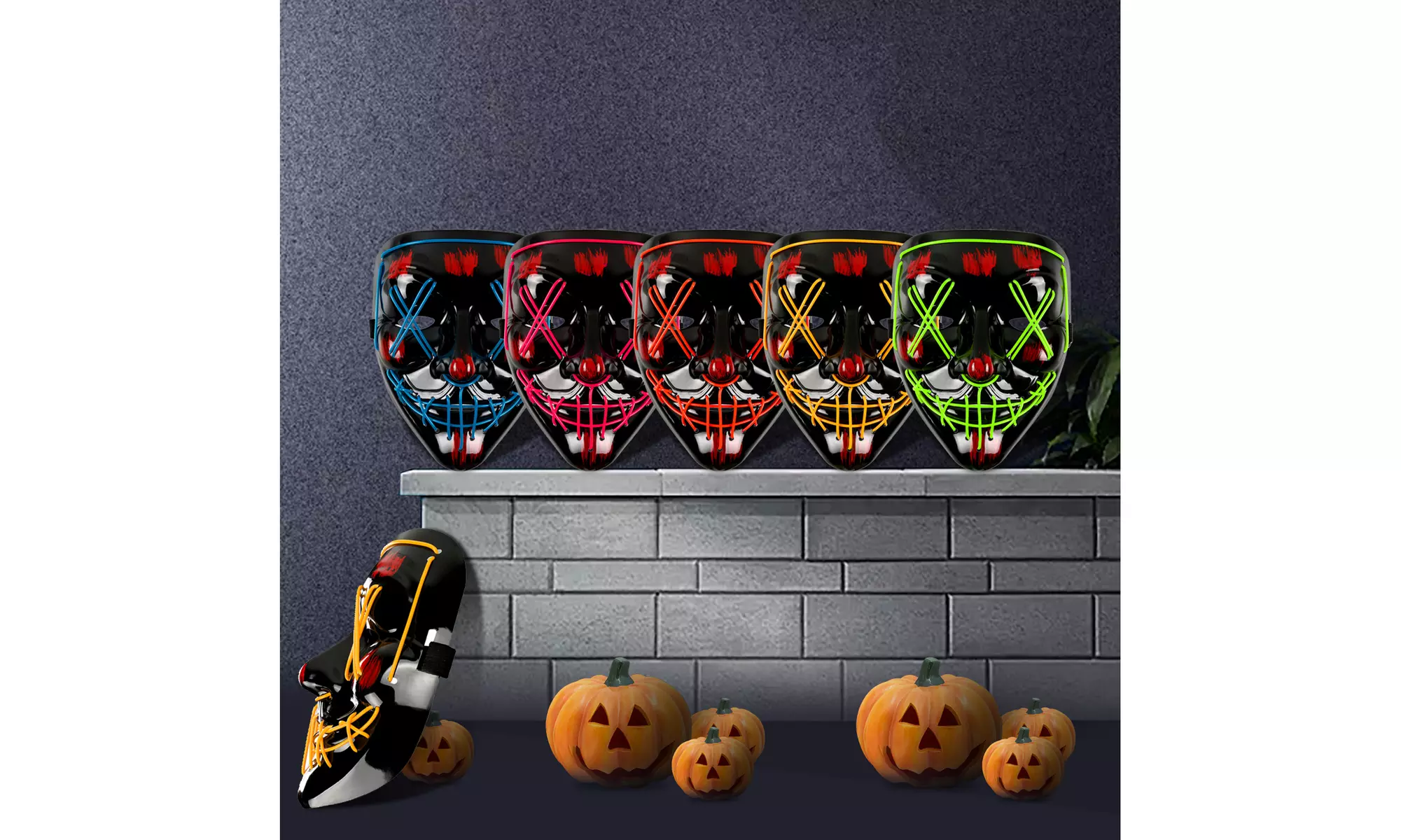3 Modes Halloween LED Glow Mask EL Wire Light Up The Purge Movie Costume Party - Primary Image