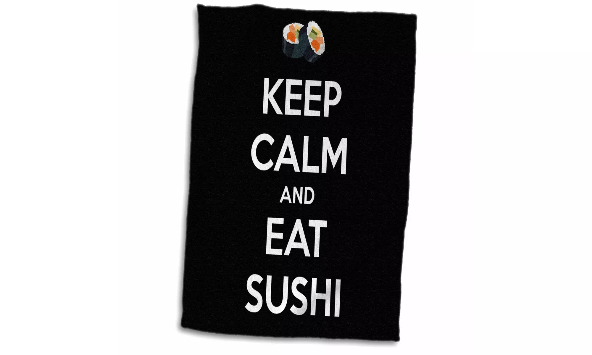 Towel - Keep calm and eat sushi. Black. - 15 by 22-inches  - Primary Image