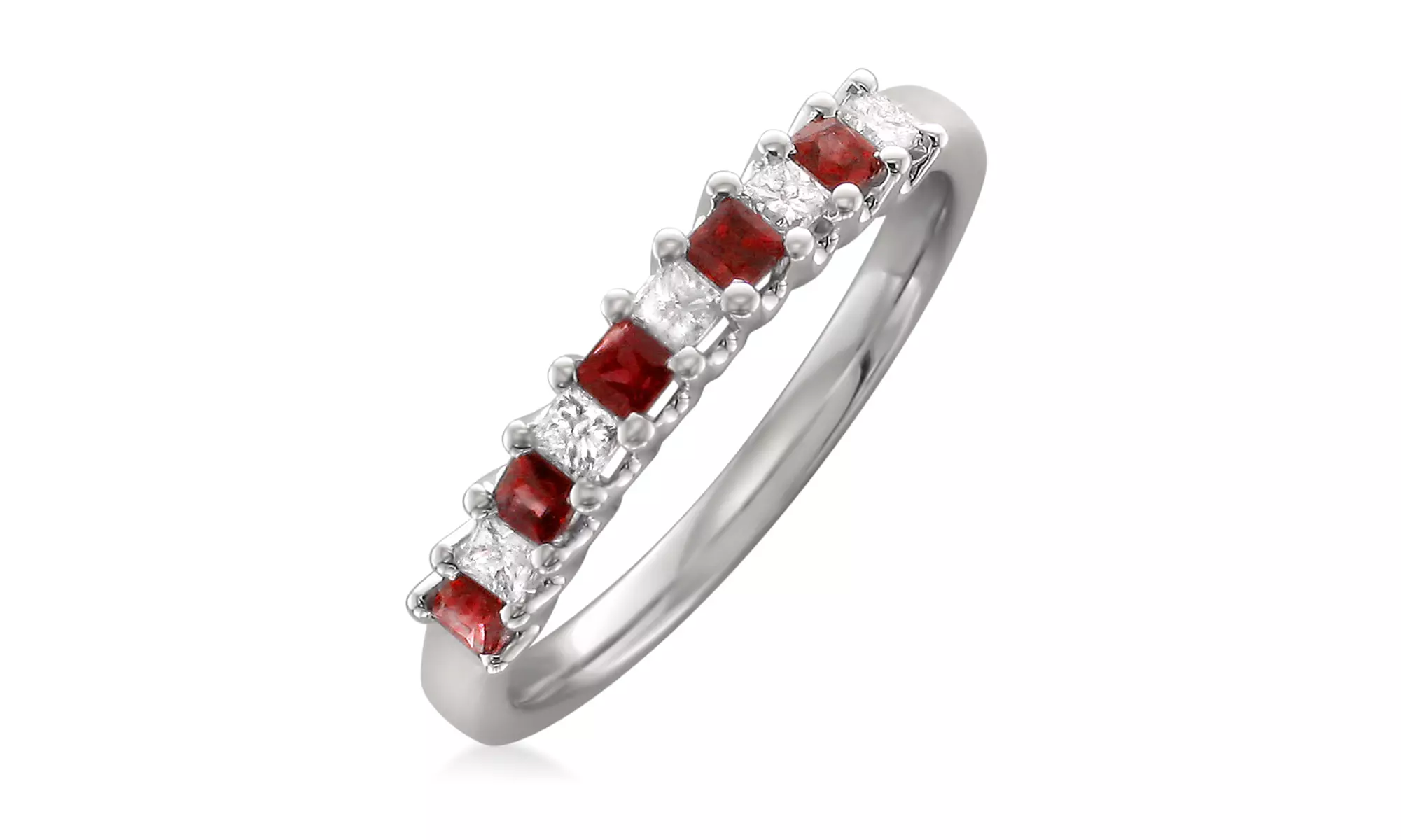1/2 Cttw Princess Diamond & Ruby Wedding Band In 14K Gold By Eternal Brilliance - Second Medium