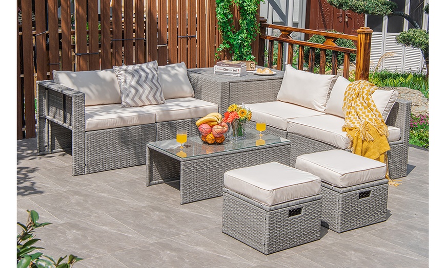 costway 8pcs patio rattan furniture set