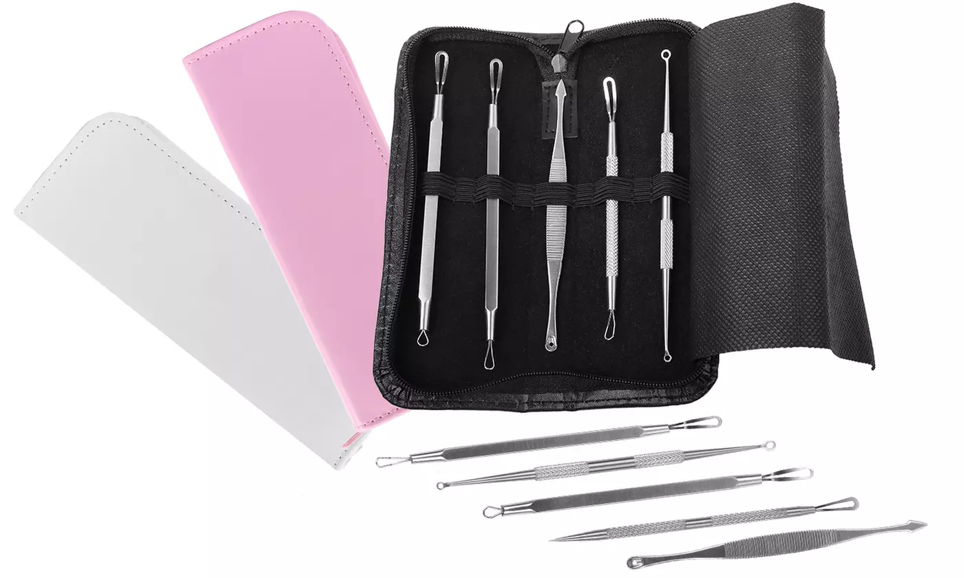 Stainless Steel Double Sided Blemish Extractor Facial Care Tool Set (6-Piece) - Primary Image