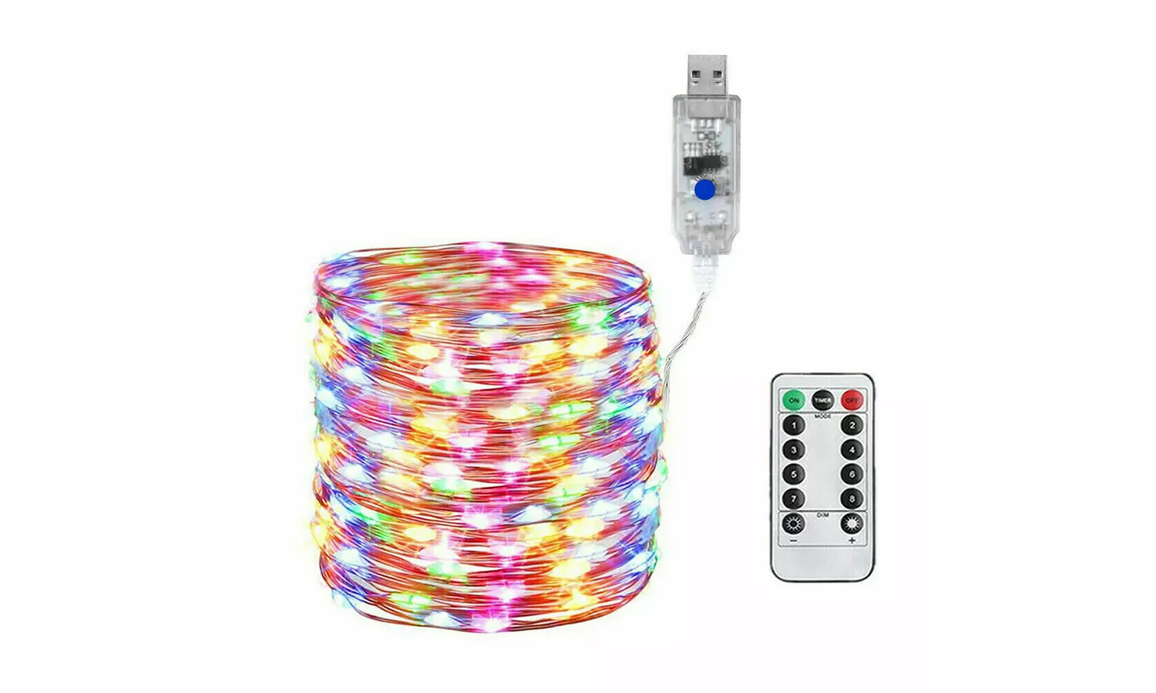 USB 2 Pack 100 White LED 8 Modes String Christmas Fairy Lights 