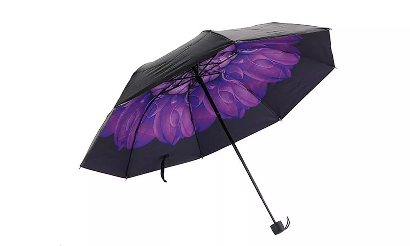 50 Anti-UV Sun Rain Protection Windproof Flower Parasols 3 Folding Umbrella - Primary Image