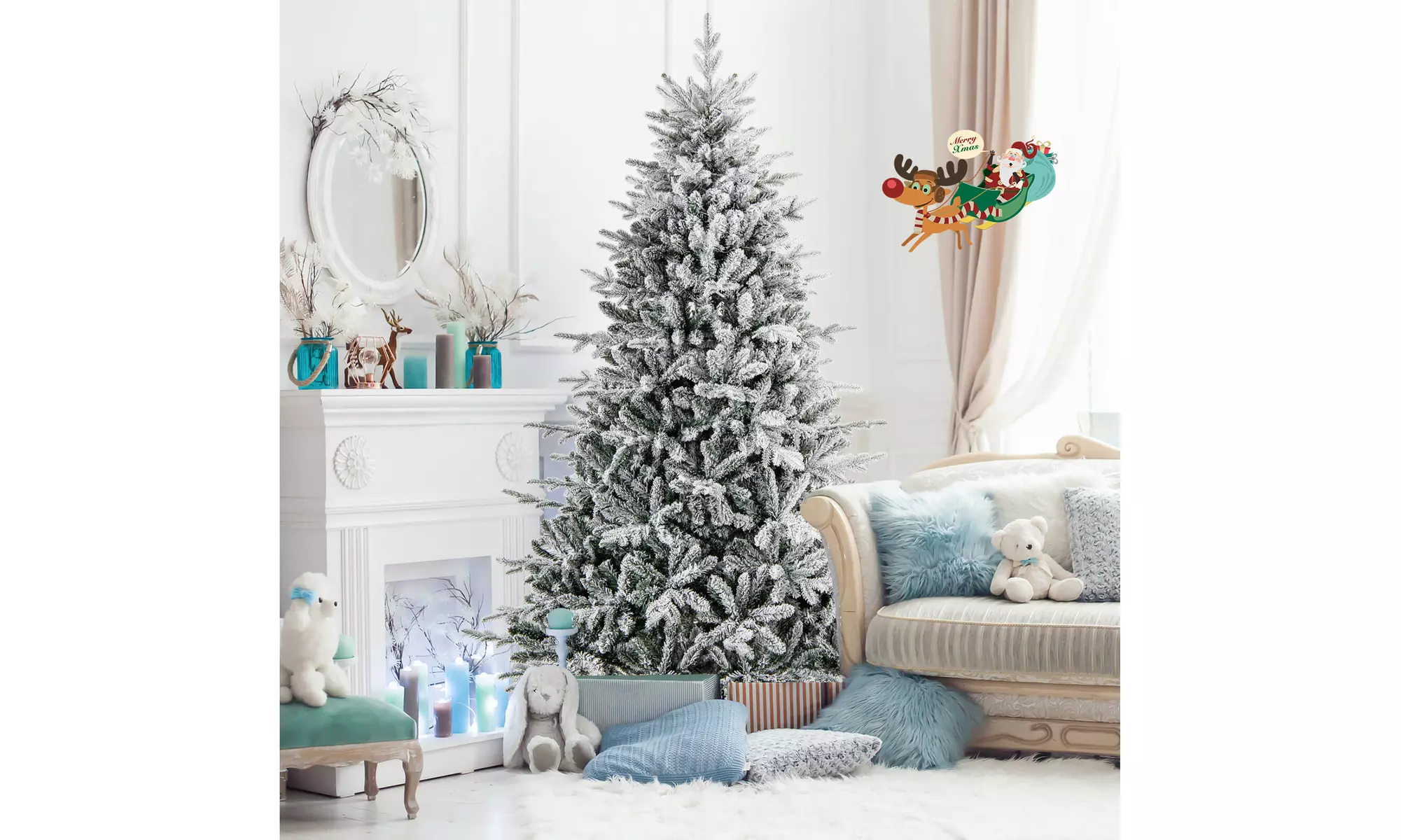 Costway 4.5/6/7 FT Christmas Tree with 8 Lighting Modes Multi-Color LED Lights