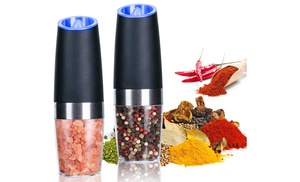 Gravity Electric Pepper Salt Grinder Set Battery Powered with LED Light