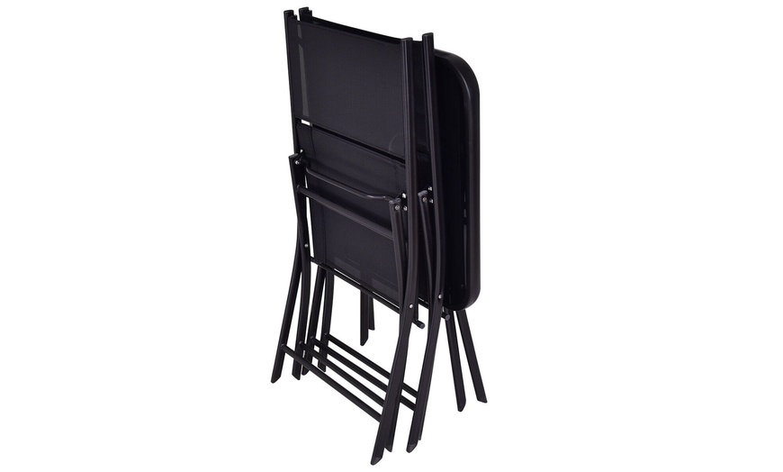 Image 4: Outdoor Patio 3PC Folding Square Table And Chair Suit Set Garden Bistro Backyard