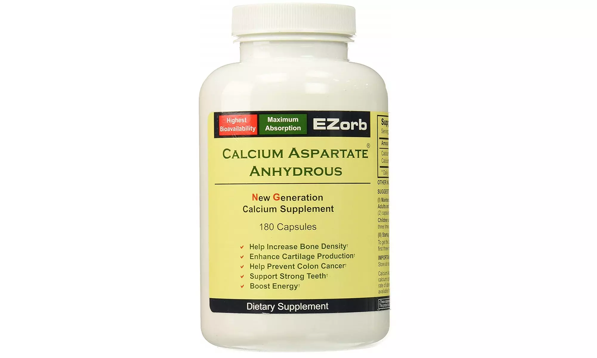 Ezorb Calcium 180 Capsules for Bone, Joint, Muscle Health  - Primary Image