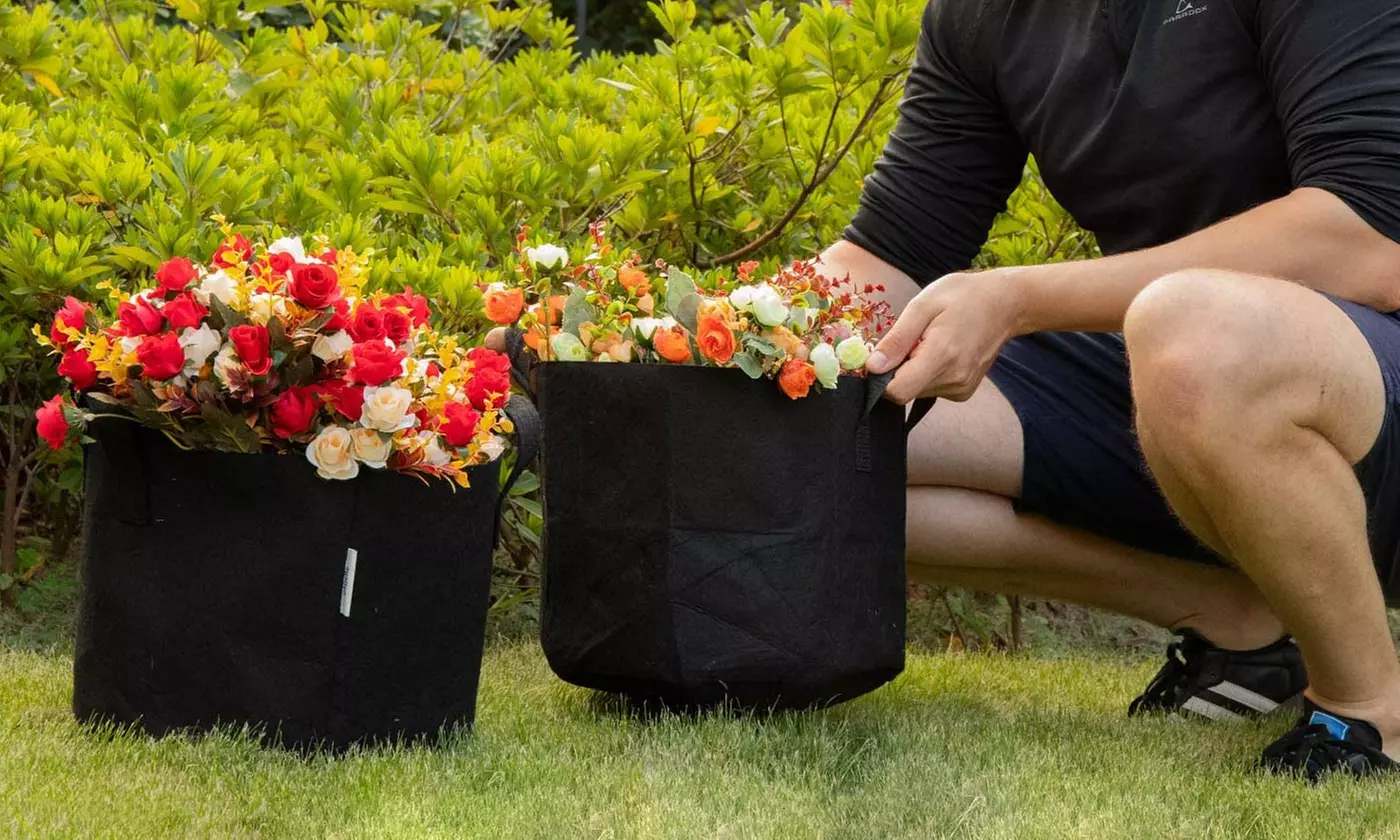 5-Pack Black Grow Bags Aeration Fabric Fabric Planter Root Growing Pots