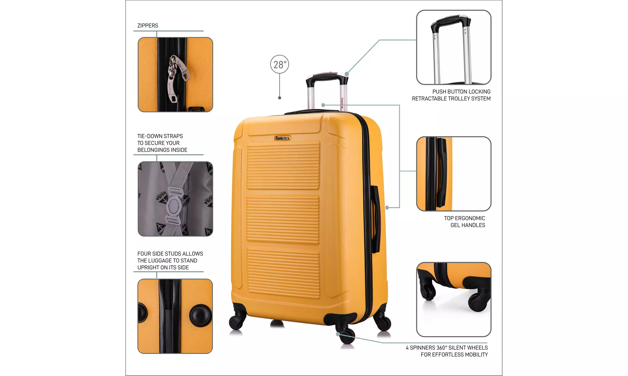 InUSA Pilot Lightweight Hardside Spinner Luggage