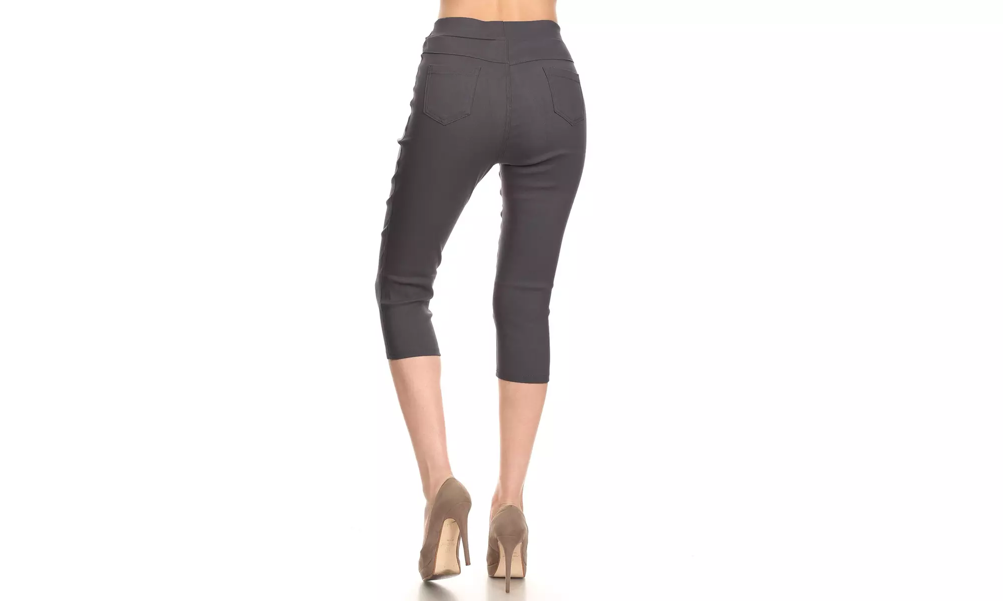 Women's High Waist Capris Pants Pull-On Stretchy Cropped Jeggings Size S-3XL