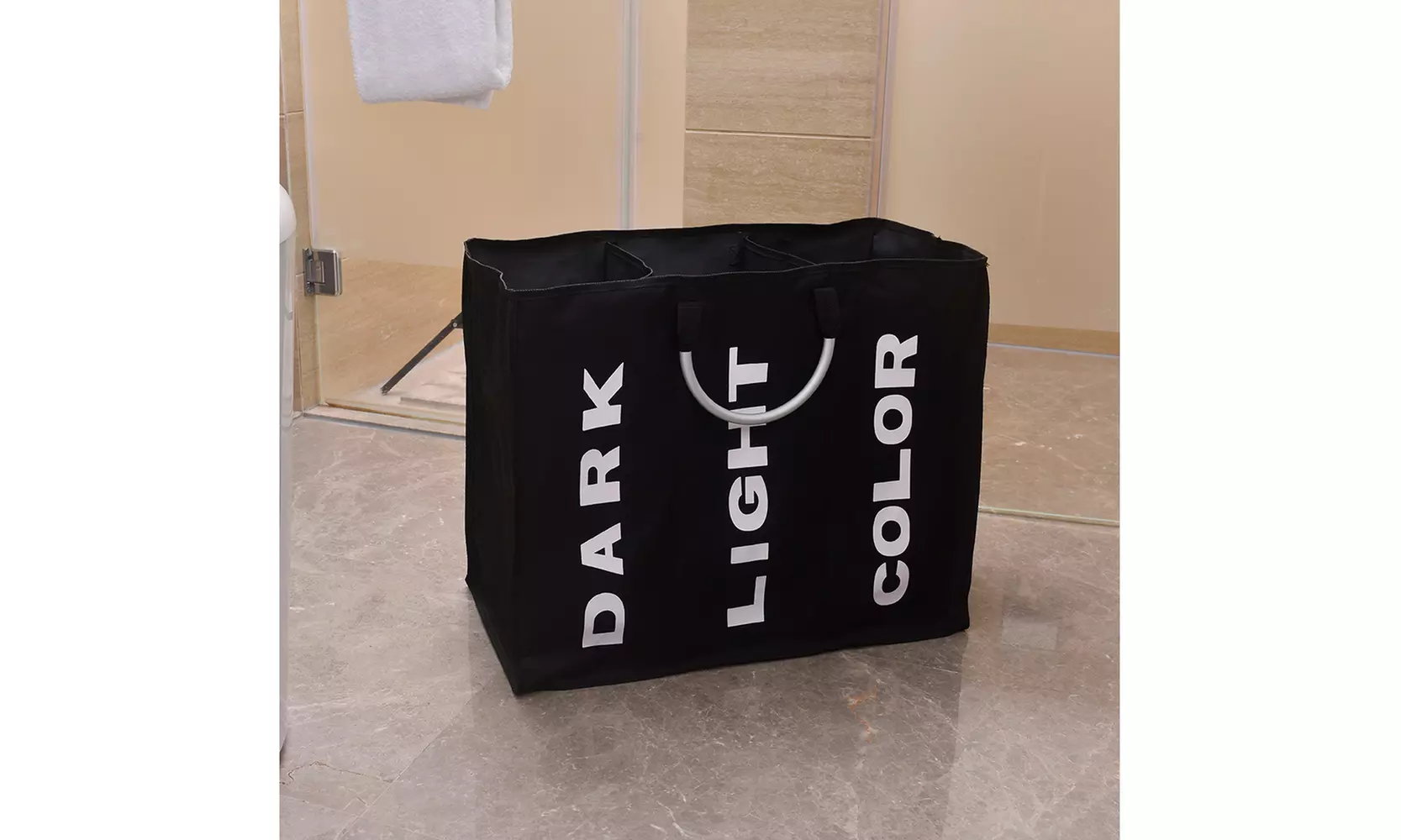 Portable Three Lattice Large Capacity Laundry Basket Dirty Hamper Storage Bag - Primary Image