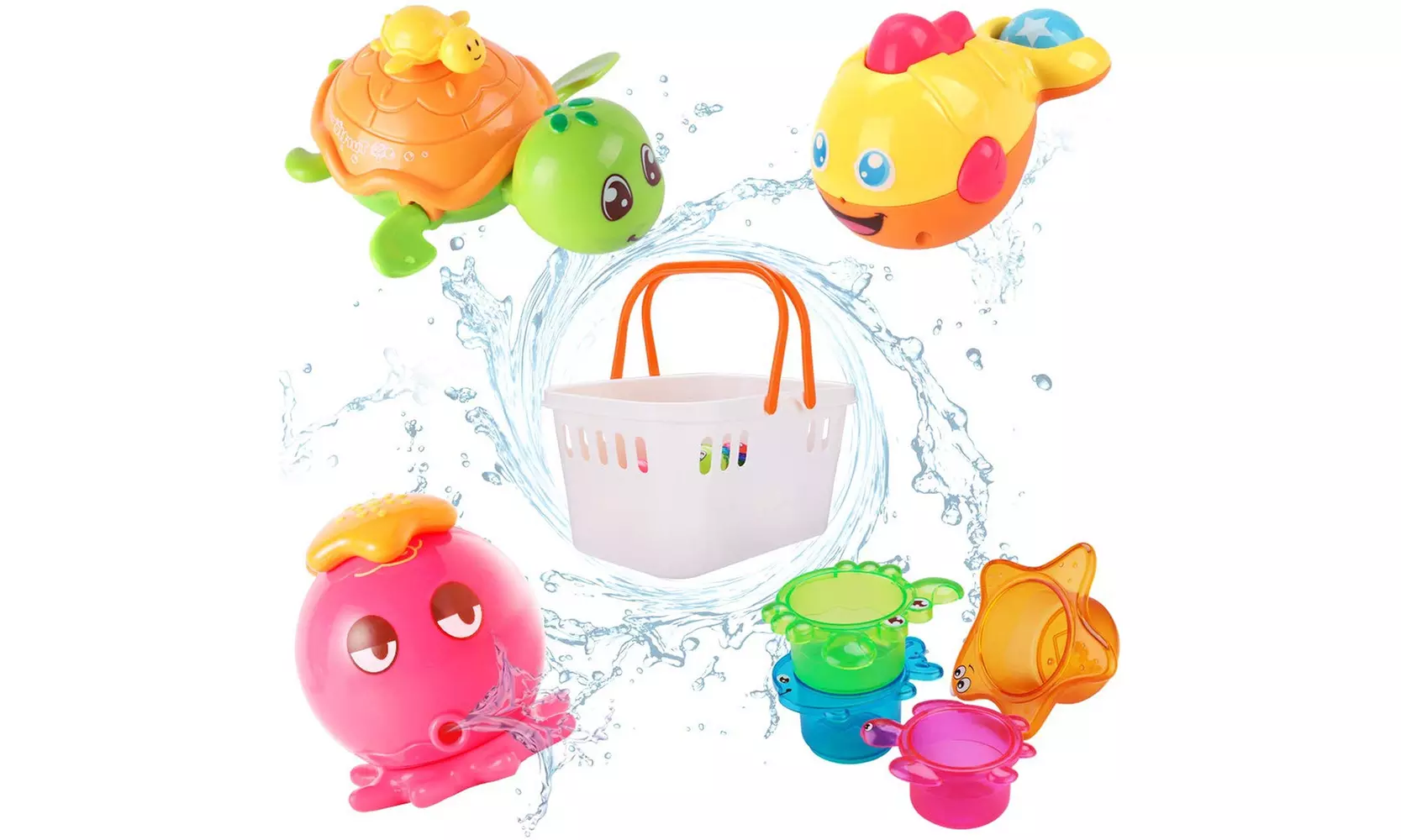 iPlay - iLearn Baby Bath Toys - Fun Bath Time Tub Toys w/ Organizer - Primary Image