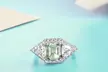 Genuine Green Amethyst Rhodium Plated  Ring  - Second Medium