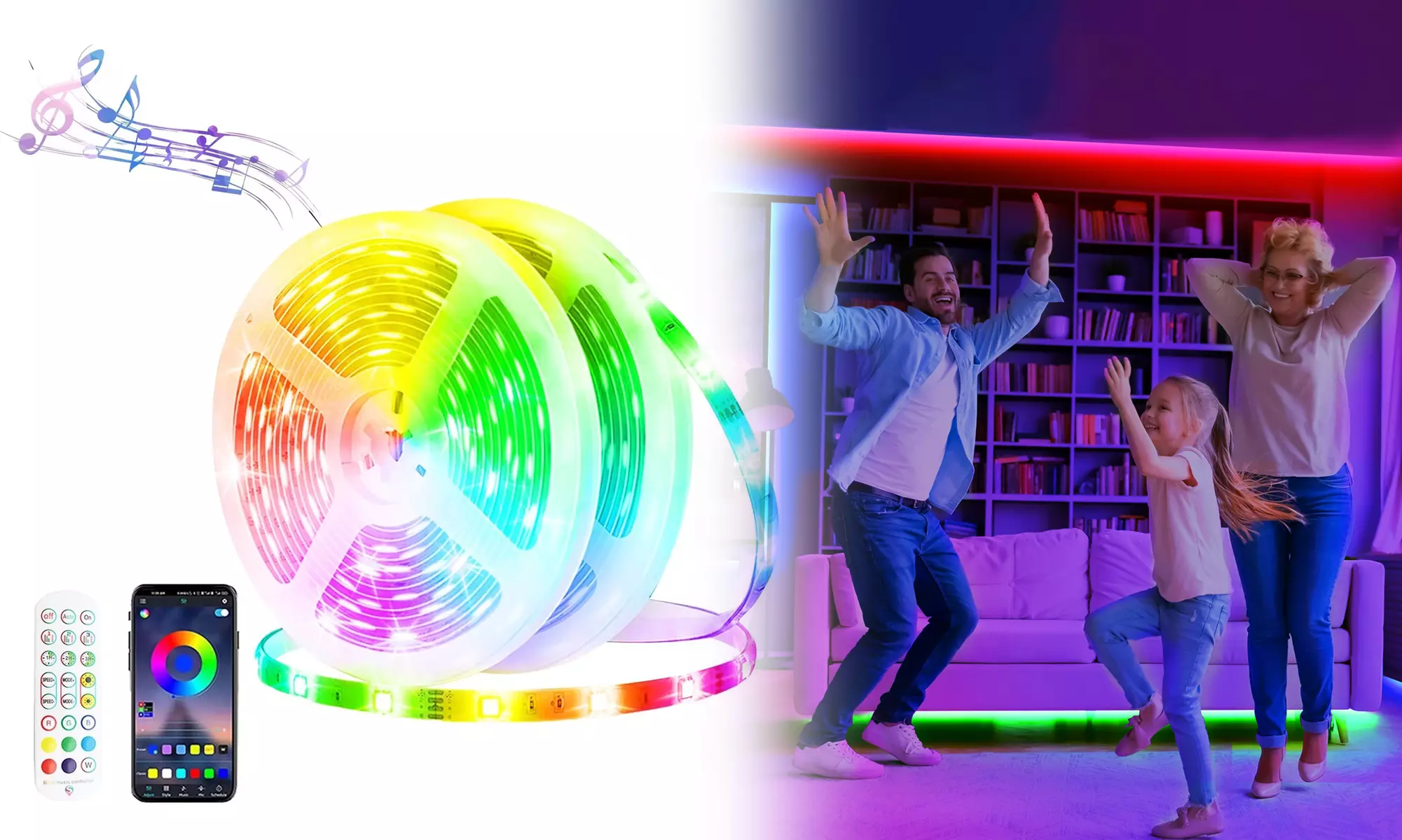 50/100 Ft LED Strip Lights with APP Remote Control Color for Bedroom - Primary Image